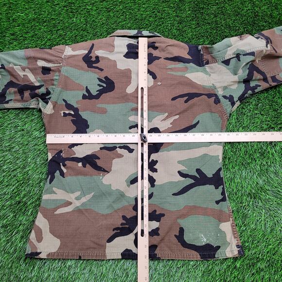 Vintage Woodland Camo Coat Jacket S/M 21x26 Blue Brown Black - Picture 4 of 16